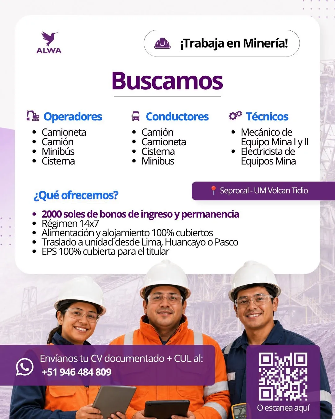 Aviso: RECLUTAMIENTO EN MINERIA — toca para verlo completo