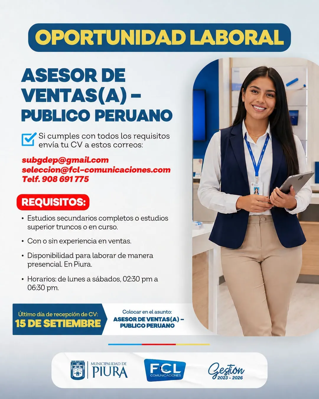 Aviso: ASESOR DE VENTAS — toca para verlo completo