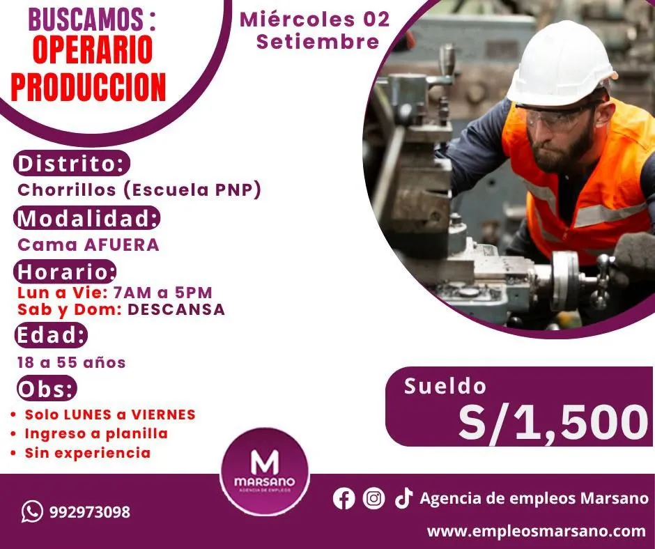 Aviso: Operario de producción — toca para verlo completo