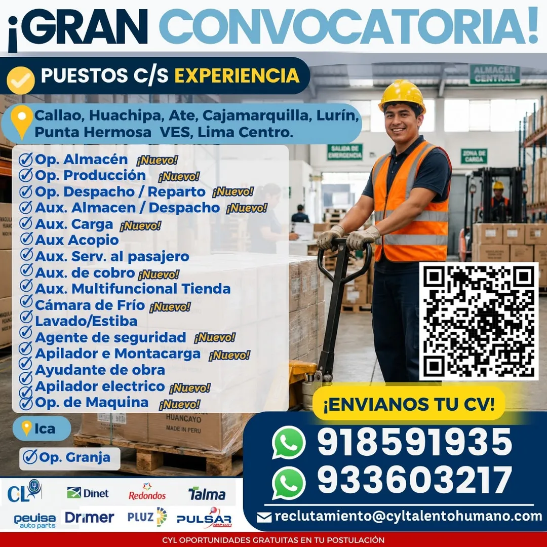 Aviso: CONVOCATORIA LABORAL — toca para verlo completo