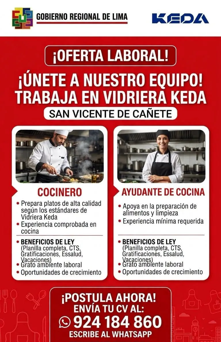 Aviso: Cocinero(a) // Ayudante de cocina — toca para verlo completo
