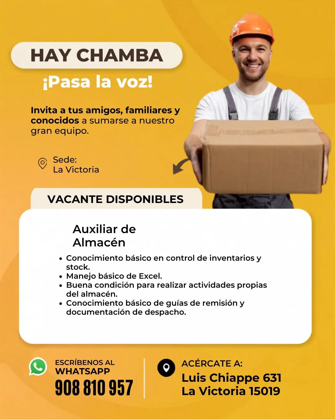 Aviso: AUXILIAR DE ALMACÉN — toca para verlo completo