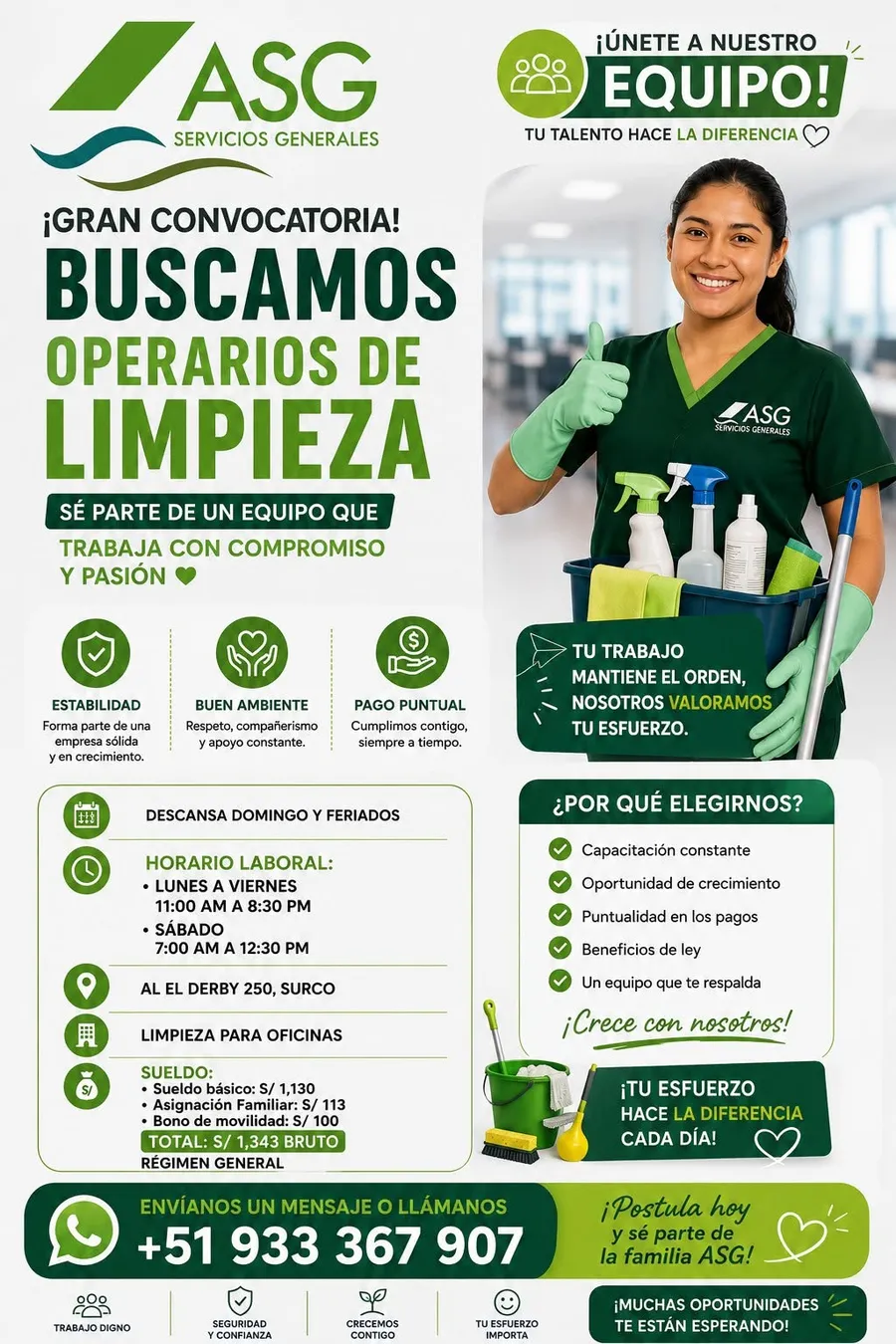 Aviso: OPERARIO(A) DE LIMPIEZA — toca para verlo completo