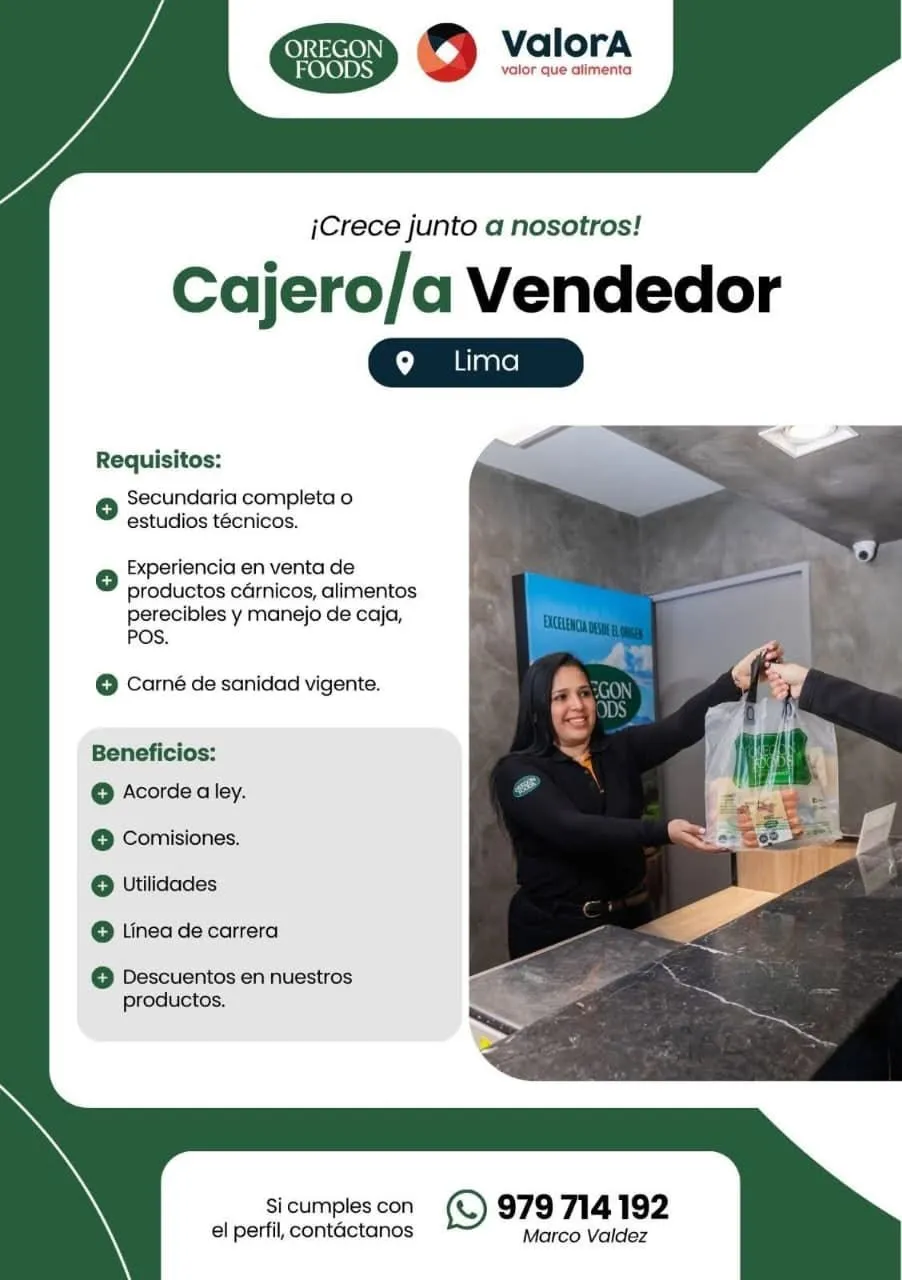 Aviso: Cajero (a) — toca para verlo completo