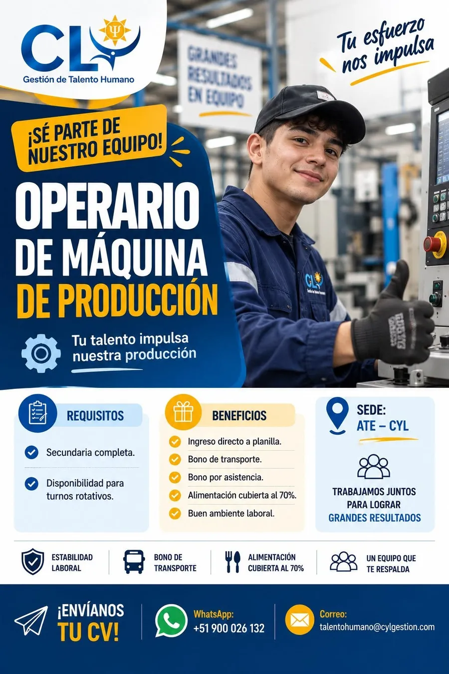 Aviso: Operario de maquina de producción — toca para verlo completo
