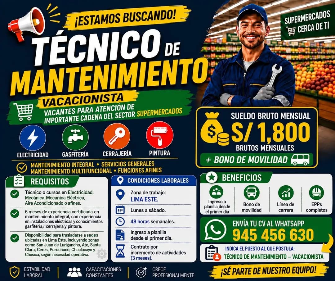 Aviso: Técnico de Mantenimiento — toca para verlo completo