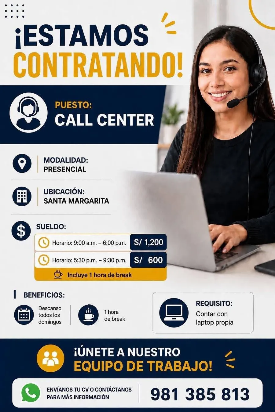 Aviso: CALL CENTER — toca para verlo completo