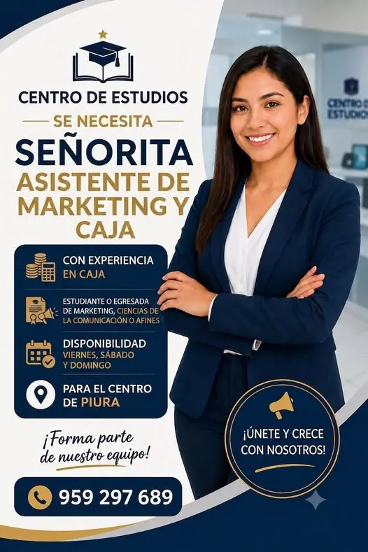 Aviso: ASISTENTE DE MARKETING Y CAJA — toca para verlo completo