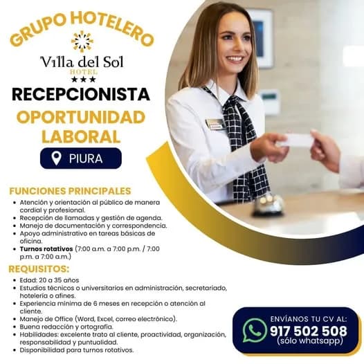 Aviso: RECEPCIONISTA — toca para verlo completo
