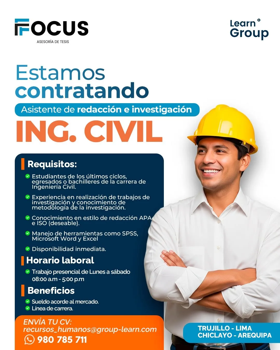 Aviso: ASISTENTE DE REDACCION E INVESTIGACIÓN ING.CIVIL — toca para verlo completo