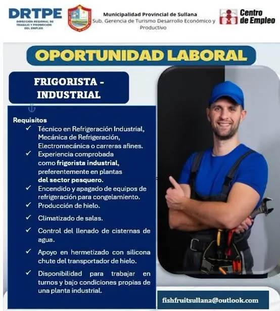 Aviso: FRIGORISTA - INDUSTRIAL — toca para verlo completo
