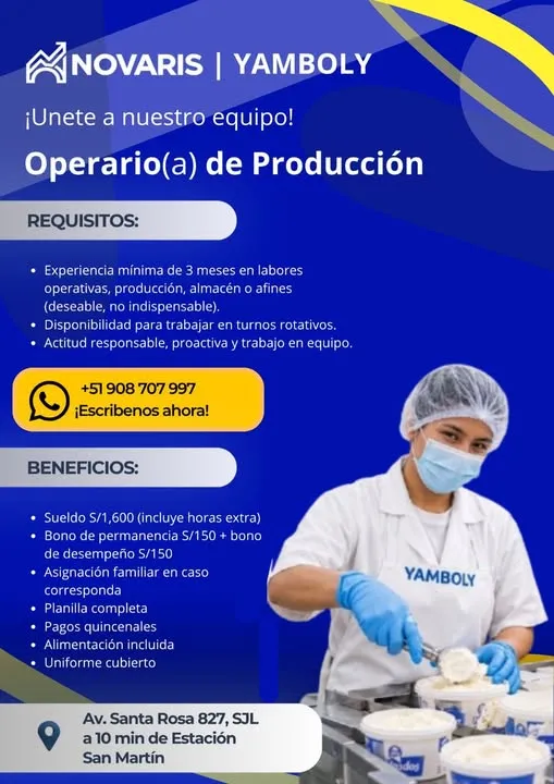 Aviso: Operario de Producción — toca para verlo completo