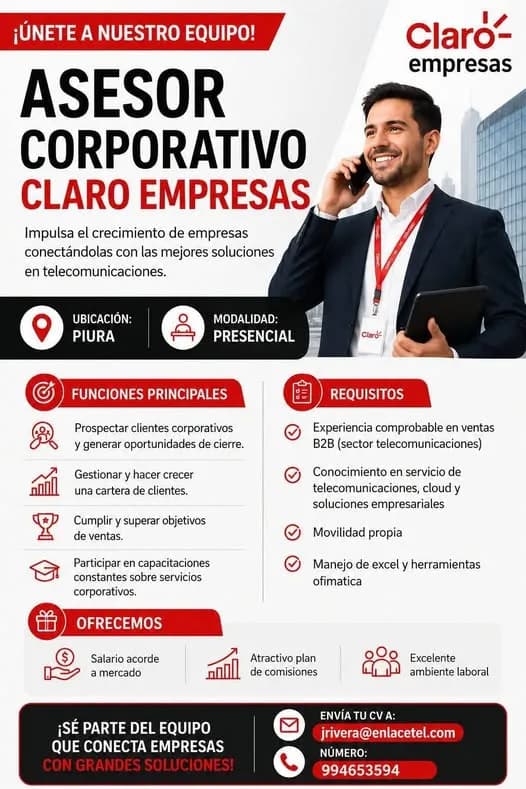 Aviso: ASESOR CORPORATIVO CLARO EMPRESAS — toca para verlo completo