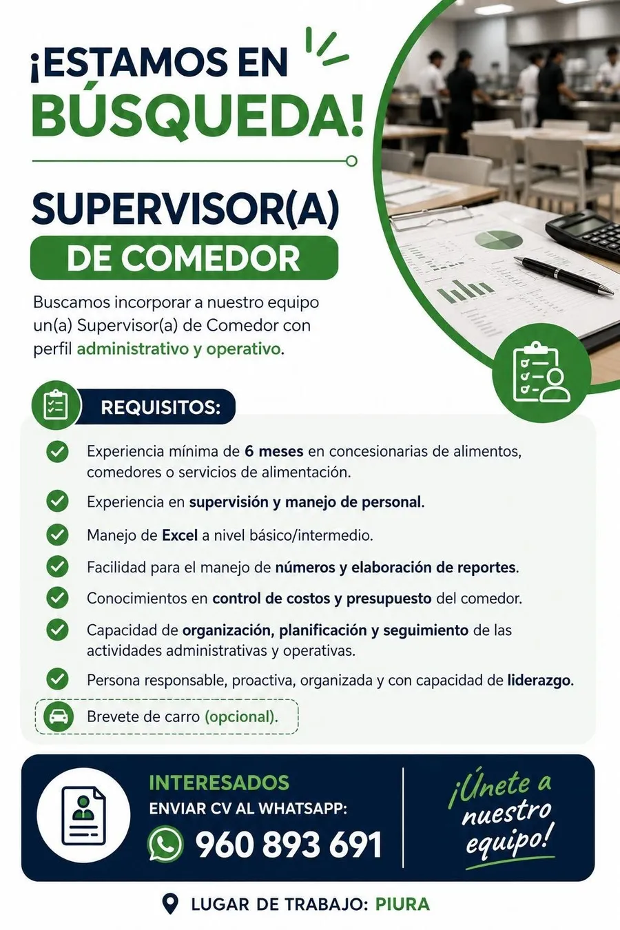 Aviso: SUPERVISORA DE COMEDOR — toca para verlo completo