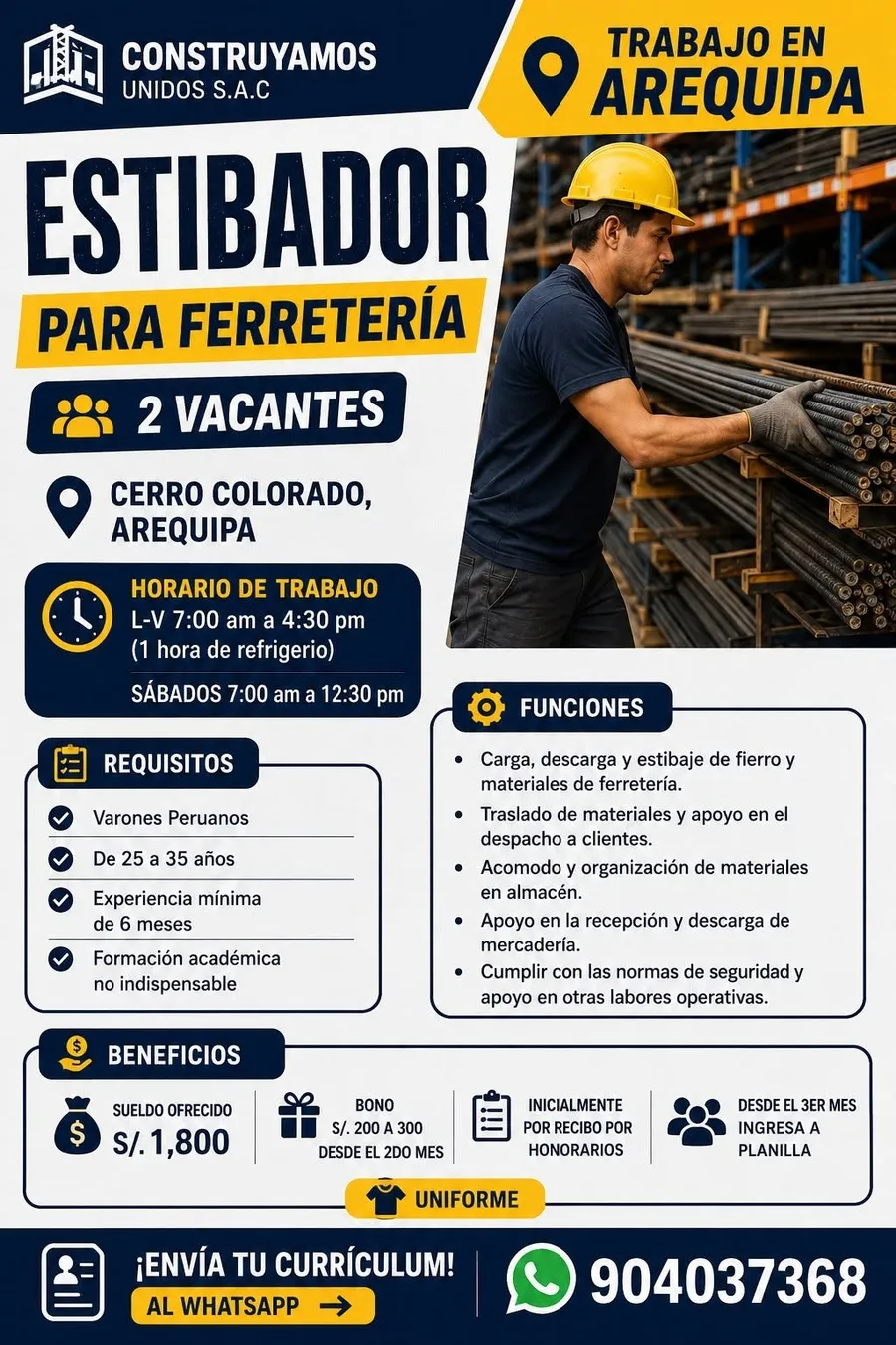 Aviso: ESTIBADOR PARA FERRETERIA — toca para verlo completo