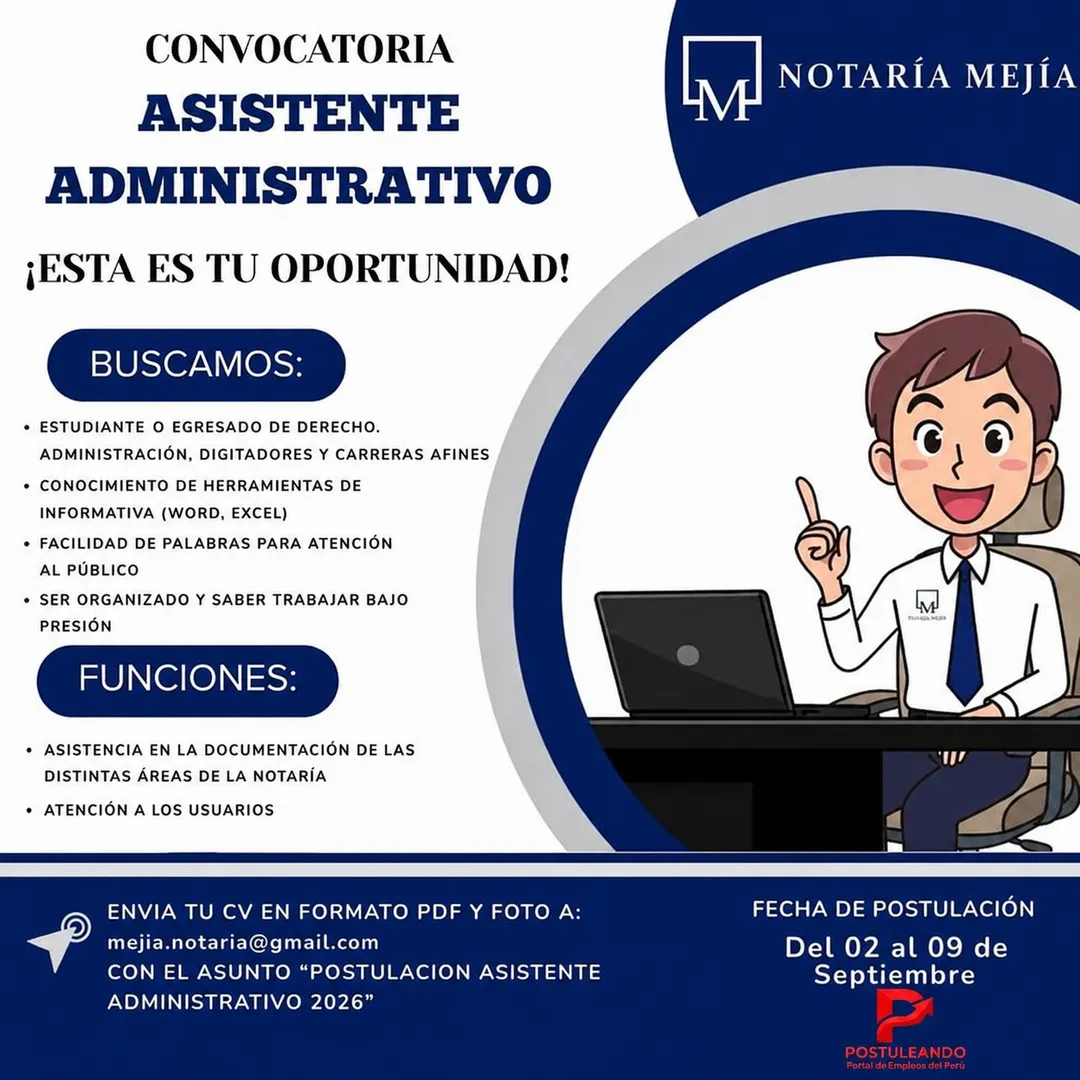 Aviso: ASISTENTE ADMINISTRATIVO — toca para verlo completo