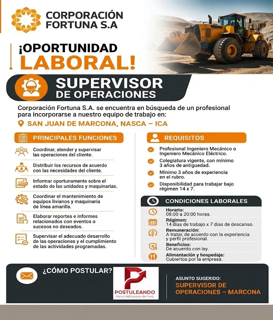 Aviso: SUPERVISOR DE OPERACIONES — toca para verlo completo