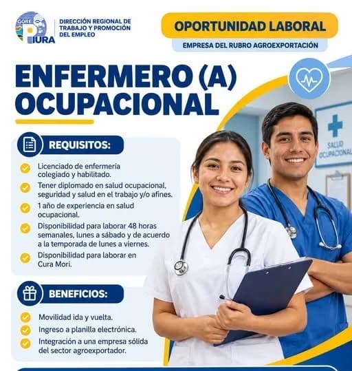 Aviso: ENFERMERO (A) OCUPACIONAL — toca para verlo completo