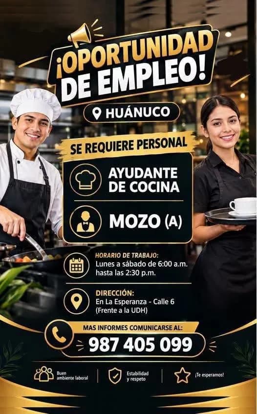 Aviso: AYUDANTE DE COCINA // MOZO — toca para verlo completo