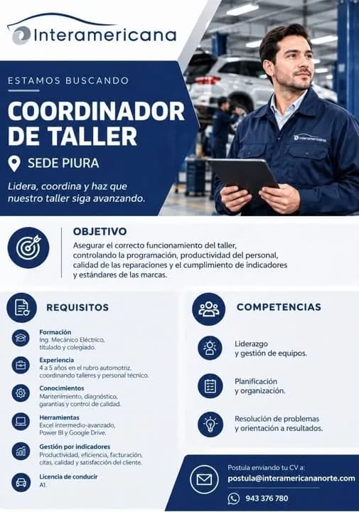 Aviso: COORDINADOR DE TALLER — toca para verlo completo