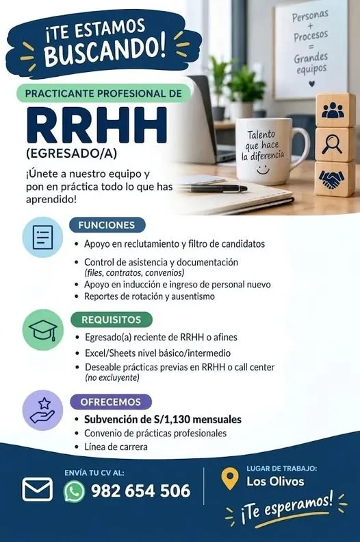 Aviso: PRACTICANTE PROFESIONAL DE RR.HH — toca para verlo completo