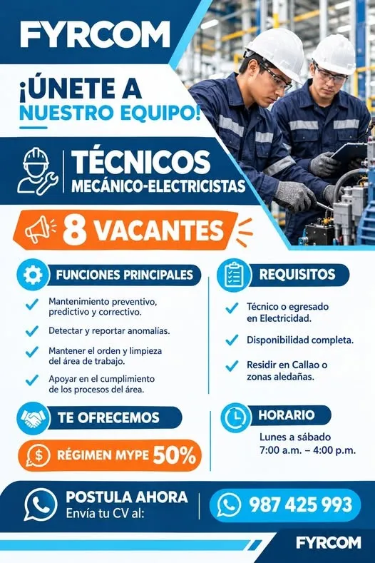 Aviso: MECÁNICO - ELECTRICISTAS — toca para verlo completo