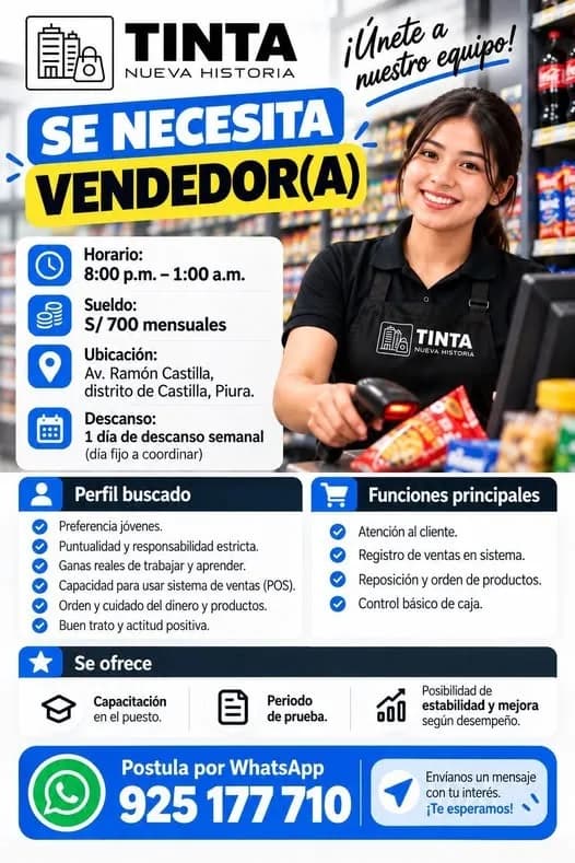 Aviso: VENDEDOR (A) — toca para verlo completo