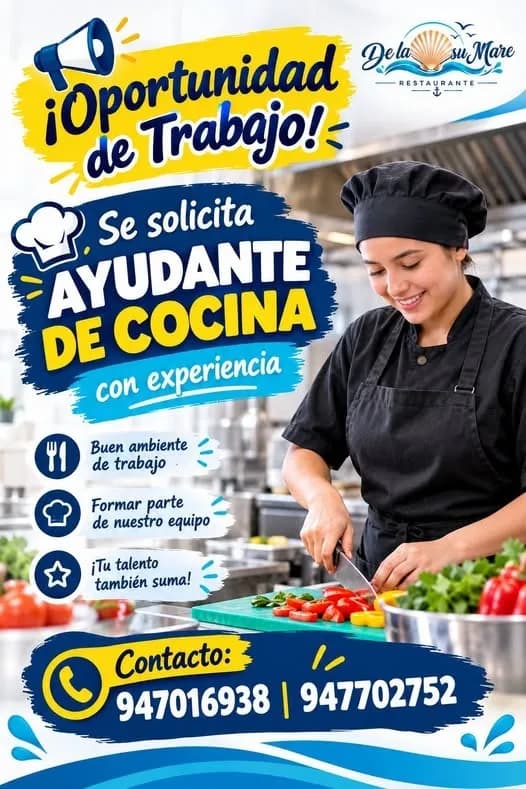 Aviso: AYUDANTE DE COCINA — toca para verlo completo